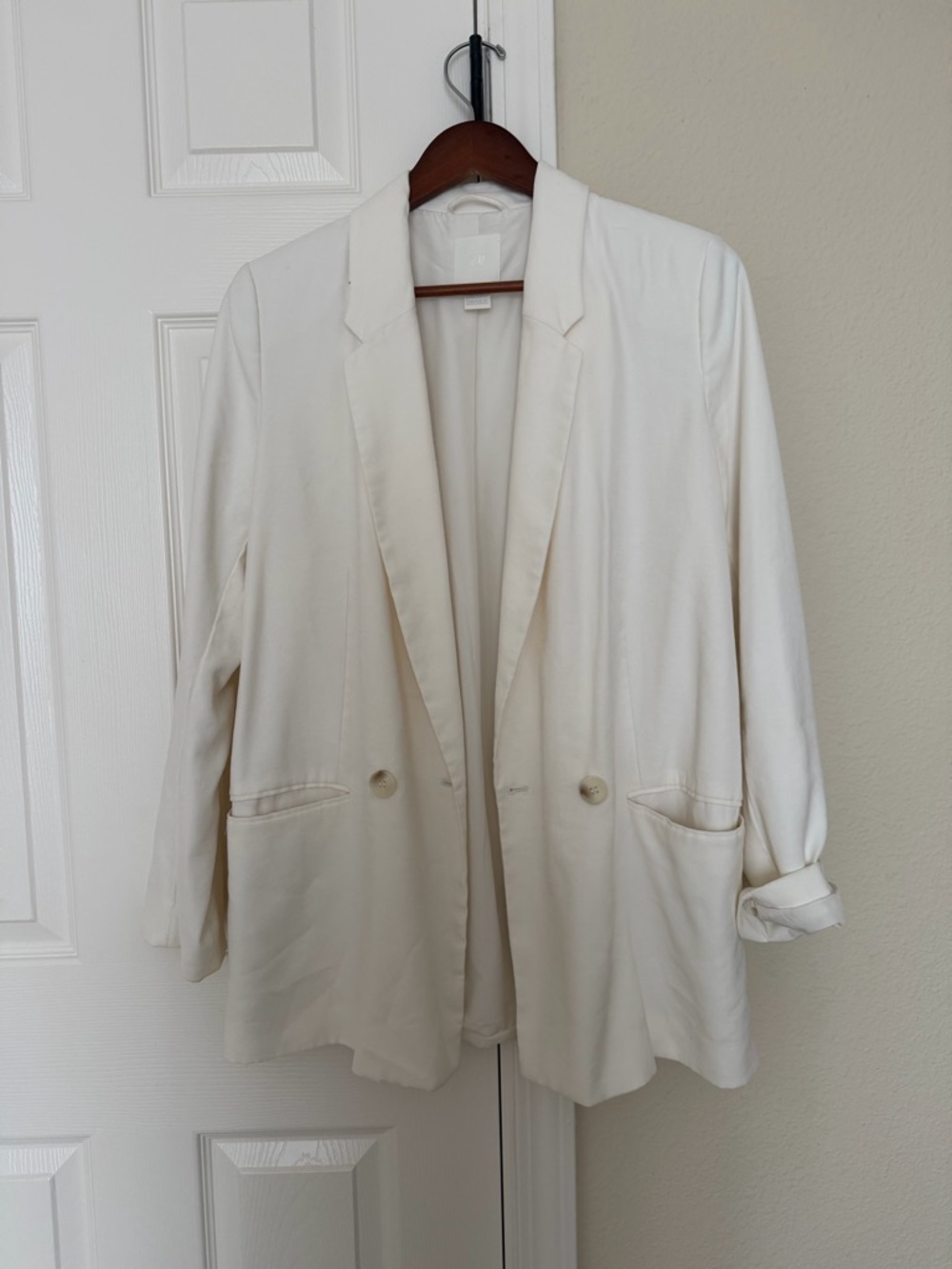 H&M Cream Blazer Jacket - Classic Open Front